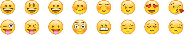 An example of multicolor emoji smileys.
