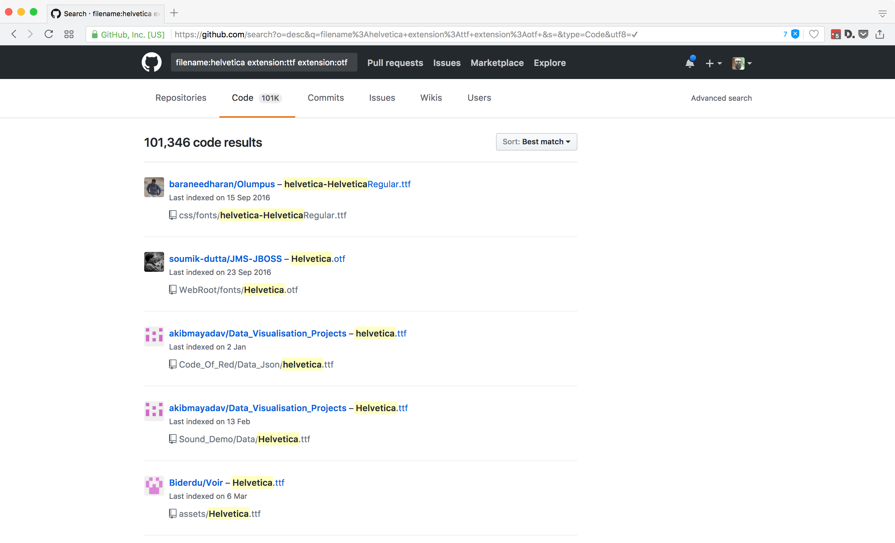Search results for Helvetica on Github